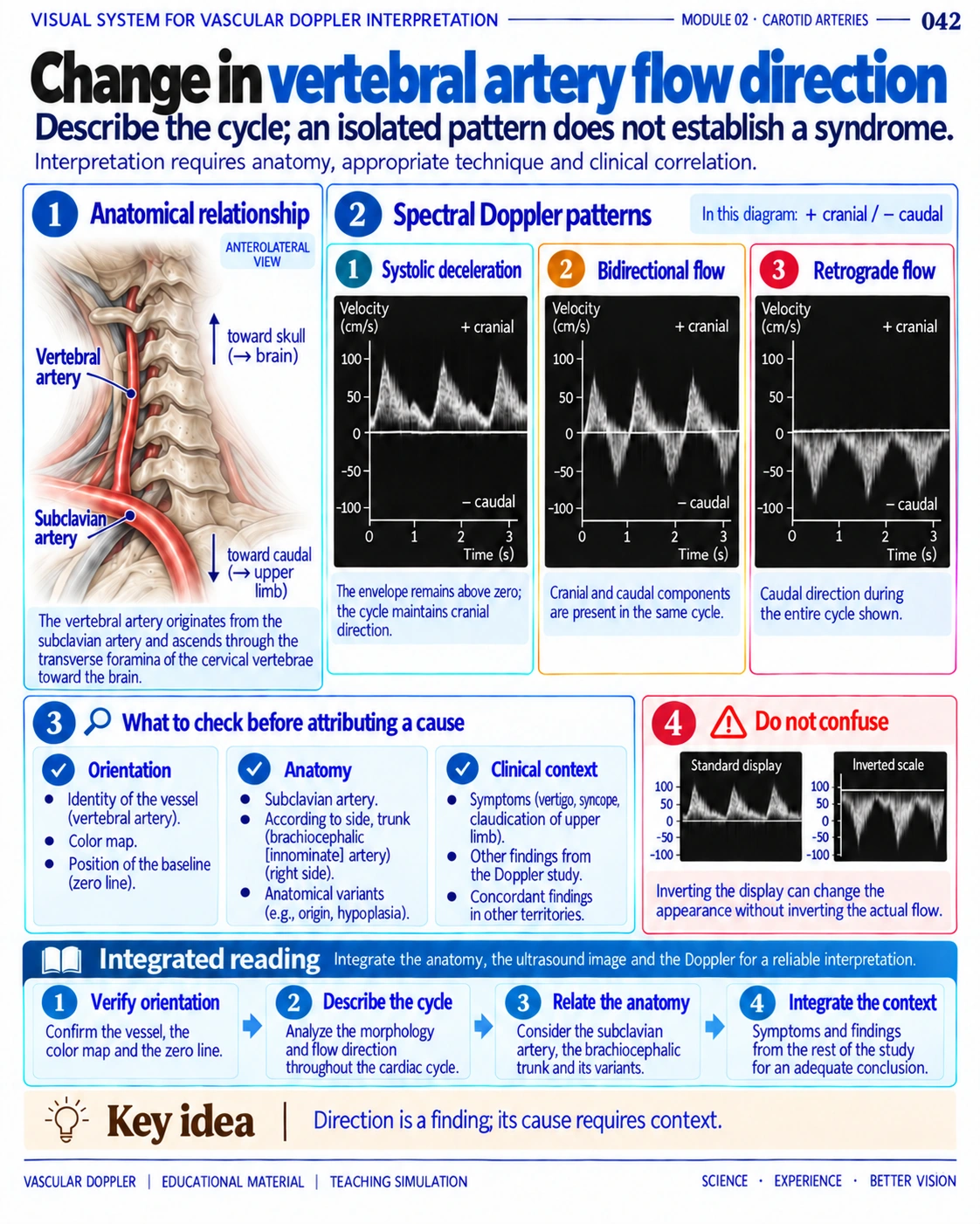 Page 42: Reversed vertebral artery flow. English preview of the digital vascular Doppler material.